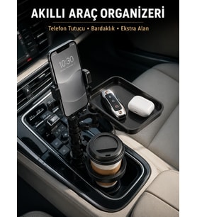 Araç Konsolu İçin Telefon Tutuculu Bardaklık Düzenleyici