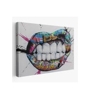 Renkli Dudak Graffiti Kanvas Tablo Banksy Sokak Sanatı-5413