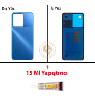 Infinix Note 12 Mavi Uyumlu Arka Kapak + B7000 Yapıştırıcı Arka Cam Batarya Pil Kapağı Lazer Kesim