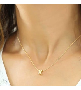 Hk Gümüş Kadın Kolye Gold 3 Boyutlu K Harf Gümüş Takı Hediyelik Ürünler