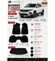 VOLKSWAGEN T-CROSS 2019-2026 Araca Özel 3D Paspas + 3D Bagaj Havuzu