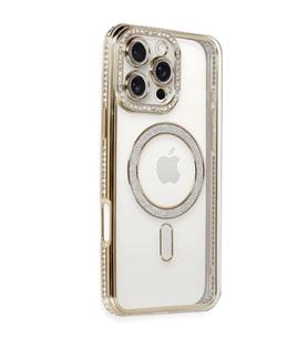 Apple İphone 16 Pro Kılıf Joke Simli Magneticsafe Kılıf - Gold