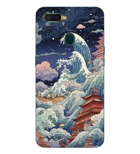 Oppo A5S/AX7/A12 Uyumlu Kanagawa Dalga Kolaj Desenli Şeffaf Telefon Kılıfı