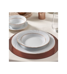 Şık 23 cm Çukur Yemek Tabağı 6'lı Set Altın Yaldızlı