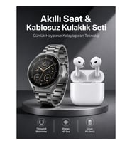 Mey İthalat® Akıllı Saat ve Kulaklık Seti Bildirim Görme Arama Cevaplama ANC Özelliği