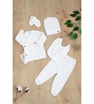 Kız Erkek Bebek Beyaz 5 Li Hastane Çıkışı Seti STL6820