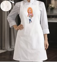 BK Gift Kişiye Özel Karikatürlü Çapraz Askılı Beyaz Mutfak Önlüğü - 5, Aşçı Önlüğü, Şef Önlüğü, Anneye Hediye