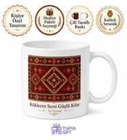 Türkmen Temalı Özel Tasarım Baskılı Kupa Bardak Hediye Porselen Mug
