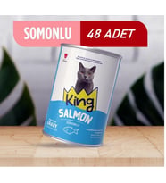 King Sos İçerisinde Et Parçacıklı Somonlu Kedi Konservesi 400 Gr*48 ADET