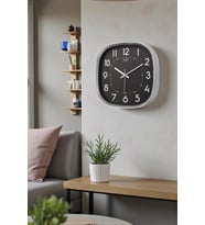 Gri Çerçeve Siyah Kadran Beyaz Rakamlı Duvar Saati 31 cm