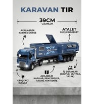Oyuncak Tır Ve Karavan Seti - 39cm Büyük Boy Metal Kupa Işıklı Sesli Çek Bırak Oyuncak Araba