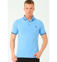 T8586 DEWBERRY ERKEK POLO YAKA T-SHIRT-AÇIK MAVİ-2