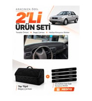 e-biz NİSSAN SUNNY (1990-1995) Uyumlu Torpido Örtüsü + Tay Tüyü Bagaj Çantası Seti - Siyah - NI018