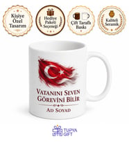 Bayrak Temalı Tasarım Baskılı Kupa Bardak Hediyelik Porselen Mug