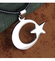 Ay Yıldız Çelik Erkek Kolye Takı Aksesuar k24 t5