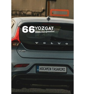 66 Yozgat Akdağmadeni Plaka Kodlu Beyaz Araç Sticker Akdağmadeni İlçe Yazılı Yozgat Özel Tasarım 40x8 cm Şehir ve İlçe Temalı Kaliteli Sticker