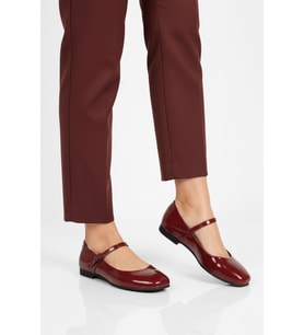 Pierre Cardin Siyah Rugan Bantlı Hafif Kadın Babet PC-54810 Z (Bordo Rugan)