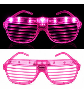Led Işıklı Panjur Parti Gözlüğü Pembe Renk Shutter Gözlük