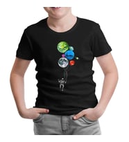Gezegenler - Astronot Siyah Çocuk Tshirt