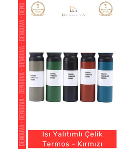 #Termos Sızdırmaz Isı Yalıtımlı Vakumlu Paslanmaz Dayanıklı Şık Spor Modern Çelik Termos Kırmızı
