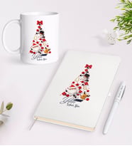 BK Gift Kişiye Özel Yılbaşı Mutlu Yıllar Tasarımlı Beyaz Defter Kalem Kupa Seti - 7