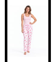 Night Kadın Çizgili Bluz Desenli Askılı Pijama Takımı