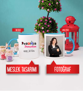 Psikolojik Danışman Kupa Bardak Mavi Fotoğraflı