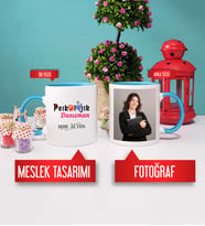 Psikolojik Danışman Kupa Bardak Mavi Fotoğraflı