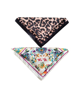 2 Li Saten Bandana Seti Saten Fular Saten Çanta Aksesuarı Özel Desen Bandana 45X50 Cm