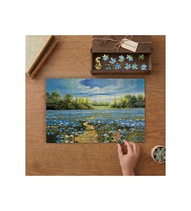 Mavi Çiçek Tarlası Tasarımı 240 parça Ahşap Puzzle Ahşap Kutuda MP06476