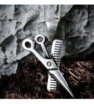 Gümüş Tarak & Makas Kolye 925 Ayar Gümüş Mat Tarak-Makas Unisex Kolye