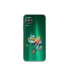 Huawei P40 Lite ile Uyumlu Splash Bukalemun Tasarımlı Şeffaf Silikon Kılıf
