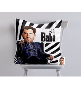 BK Gift Kişiye Özel Godfather Baba Karikatürlü Beyaz Yastık-10