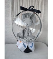 Büyülü Balon-Bebek Uyku Arkadaşı Müslin Örtü Doğum Hediye Kutusu (Tatlı Gri)