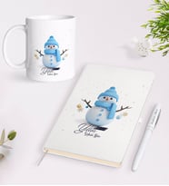 BK Gift Kişiye Özel Yılbaşı Mutlu Yıllar Tasarımlı Beyaz Defter Kalem Kupa Seti - 1