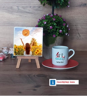 Patoloji Teknikeri Fotoğraflı Dekoratif Taş, Ahşap Altlıklı Türk Kahvesi Fincanı Hediye (Model 8)