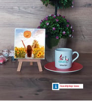 Patoloji Teknikeri Fotoğraflı Dekoratif Taş, Ahşap Altlıklı Türk Kahvesi Fincanı Hediye (Model 8)