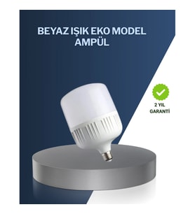 30 Watt Şarjlı LED Ampul – E27 Duy Beyaz Işık ve Otomatik Acil Aydınlatma