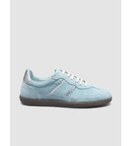 %100 Hakiki Deri Mavi Süet Bağcıklı Kadın Sneaker