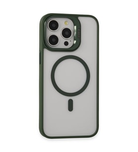 iPhone 15 Pro Max Kılıf Roblox Lens Magsafe Standlı Kapak - Koyu Yeşil