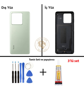 Yapıştırıcı Redmi K60 Ultra Yeşil Yapıştırıcı Arka Pil Kapağı + Yapıştırıcı ve Vida Seti