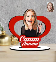 Anneler Günü Hediyesi Kalp  Tasarımlı Karikatür   Mdf  Biblo (Çok Renkli)