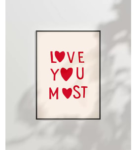 Çerçevesiz Poster Love You Most (Çok Renkli)