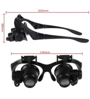 Gözlük Modeli 10X 15X 20X 25X Lens 2 Led Işıklı Büyüteç 9892G