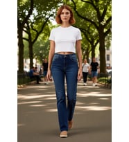 Kadın Yüksek Bel Flare Kesim Denim Pantolon Fonksiyonel Dayanıklı Kaliteli Konforlu Modern