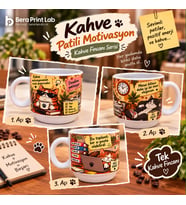 Bera Print Lab Porselen Kahve Fincanı – Sevimli Kedi Tasarımlı