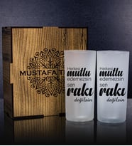 eJOYA Kişiye Özel Kutusunda 2'li Rakı Bardağı Hediye Seti 107225 (Krem)