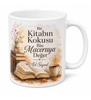 Kişiye Özel Sayfa Kokusu Temalı Baskılı Kupa Bardak Kitap Hediye