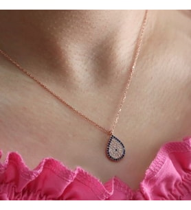 Taşlı Nazar Boncuk Kolye (Rose - Gold)
