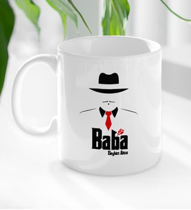 BK Gift Kişiye Özel Babalar Günü Hediyesi Baba Godfather Tasarımlı Kupa Bardak-17 (Beyaz)